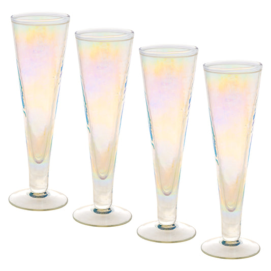 Iridescent Catalina Champagne Flute Set of four view. 