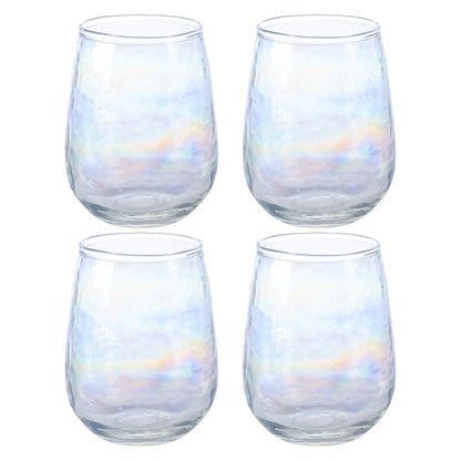 Iridescent Catalina Stemless Wine Glass set of four view. 