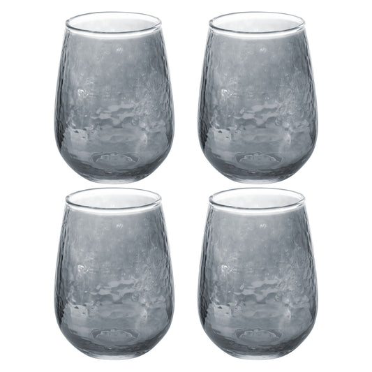 Grey Catalina Stemless Wine Glass set of four view. 