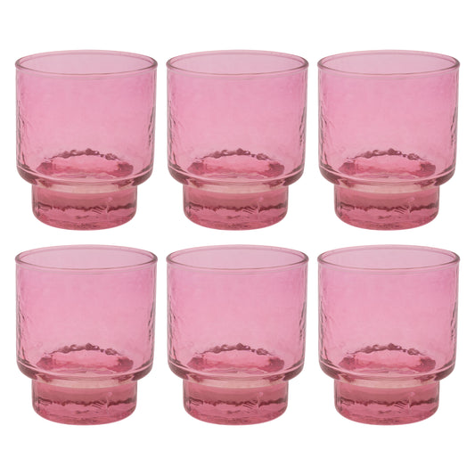 Raspberry Set of Six Stacking Glasses