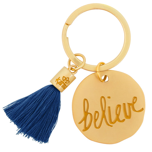 Believe Round Tassel Key Chains
