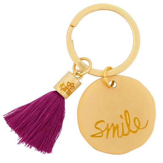 Smile Round Tassel Key Chains