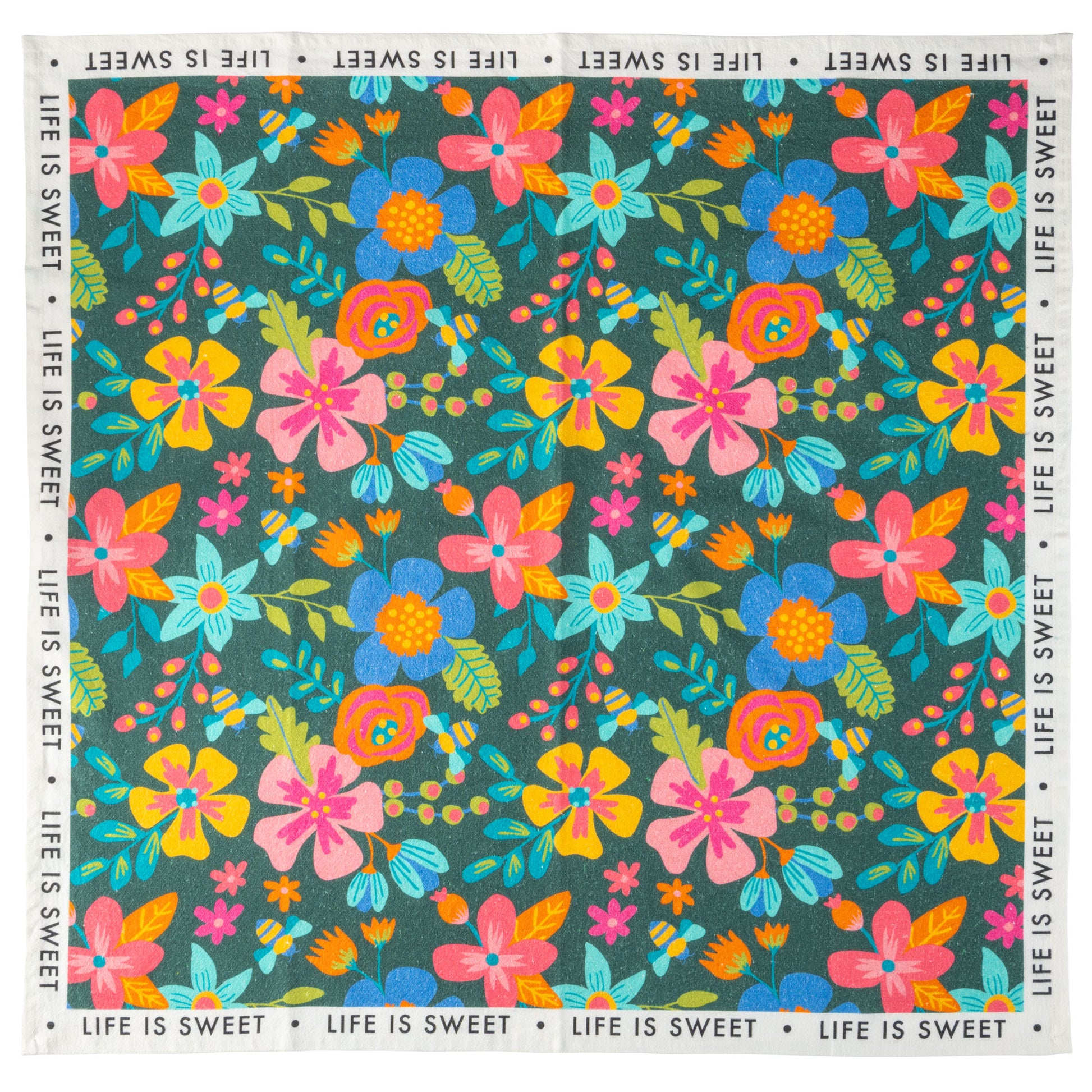 Life is Sweet Shelly Tea Towel unfolded view. 