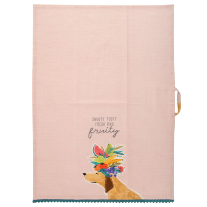 Dog Eclectic Tea Towel unfolded view. 