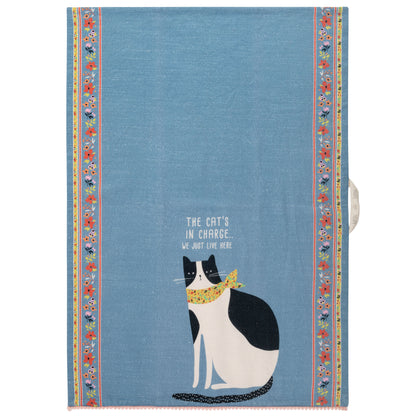 Cat Eclectic Tea Towel unfolded view. 