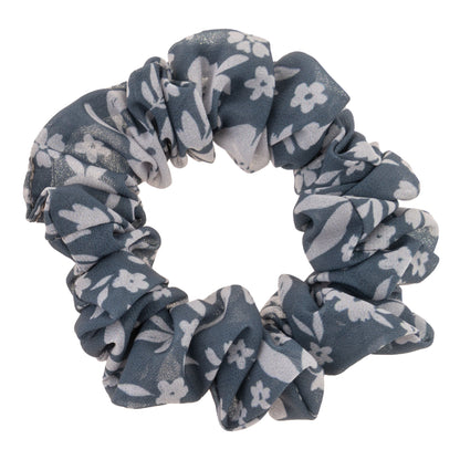 Gray Chiffon Scrunchies gray floral scrunchie view. 