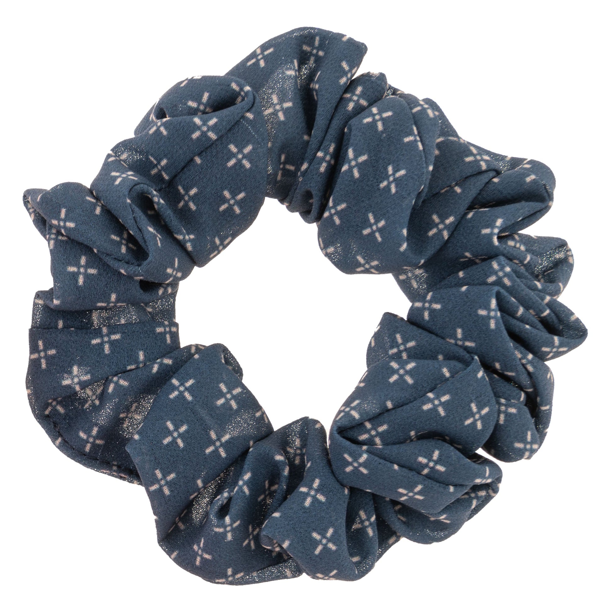 Mushroom Chiffon Scrunchies blue scrunchie view. 