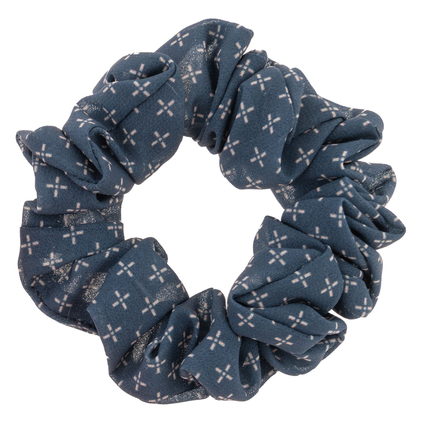 Mushroom Chiffon Scrunchies blue scrunchie view. 