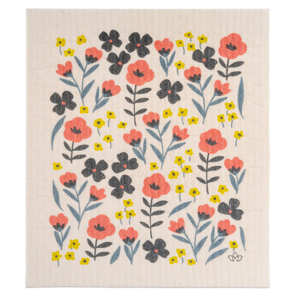 Cat Swedish Dishcloth flowers dishcloth view. 