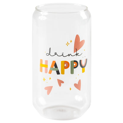 Drink Happy Beer Can Glass