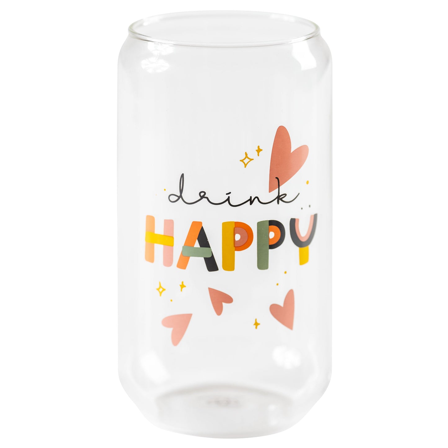 Drink Happy Beer Can Glass