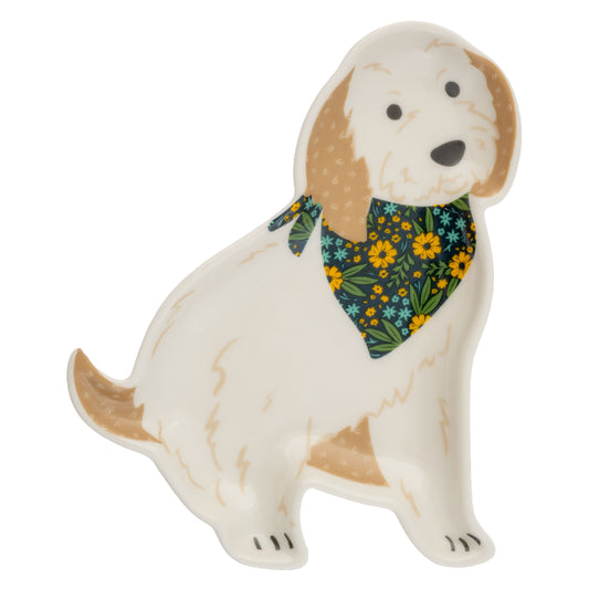 Fuzzy Dog Calico Trinket Trays