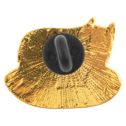 Cat enamel pin backing view. 