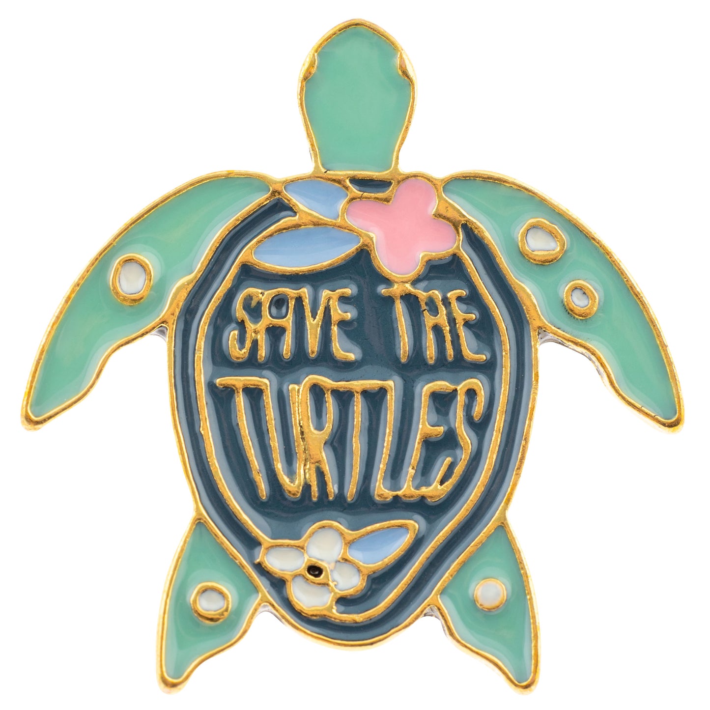 Turtle enamel pink front view. 