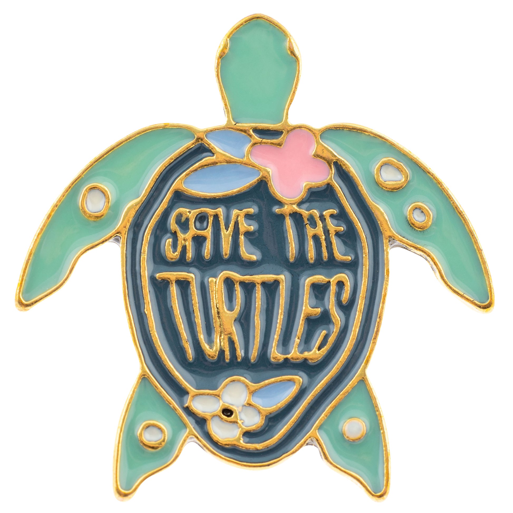 Turtle enamel pink front view. 