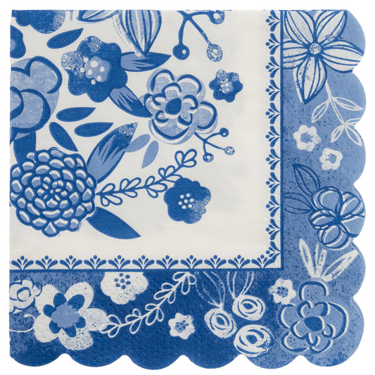 Blue & White Cocktail Paper Napkins