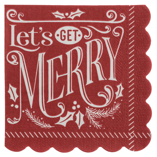 Lets Get Merry Cocktail Paper Napkins