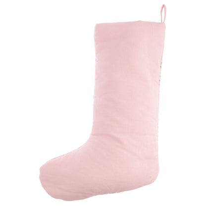 Festive in Pink Embroidered Stocking