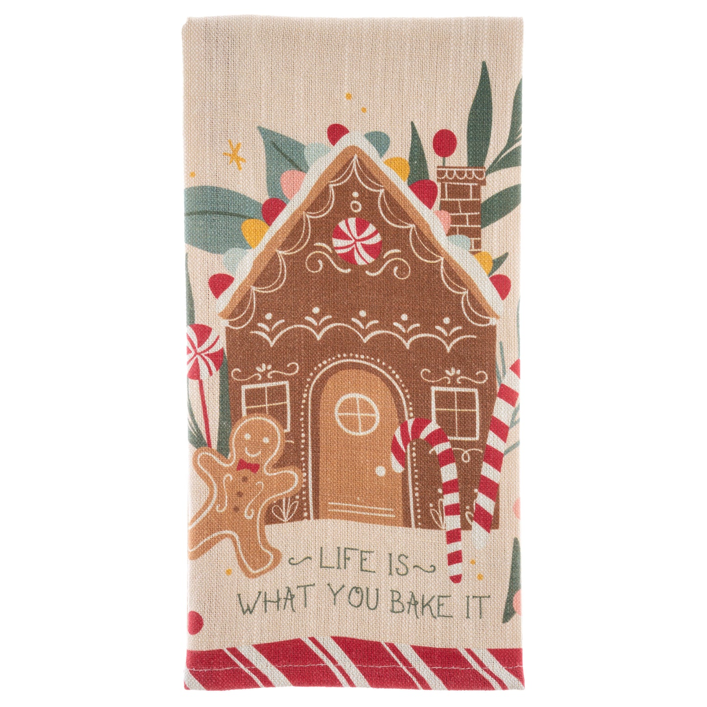 Gingerbread Holiday Tea Towel with Cutting Board