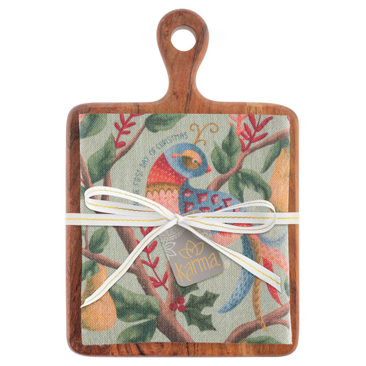 Partridge Pear Tree Holiday Tea Towel with Cutting Board
