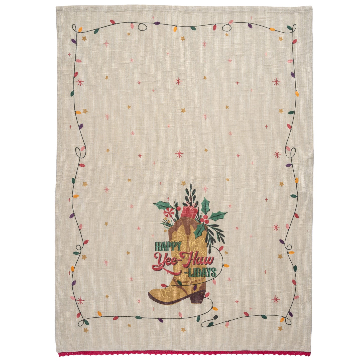 Happy Yeehawlidays Holiday Tea Towel