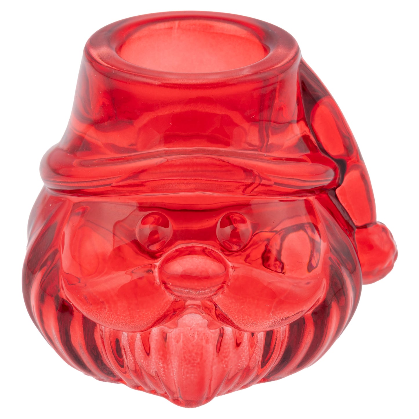 Glass Santa Taper Candle Holder, Red