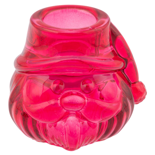Glass Santa Taper Candle Holder, Pink