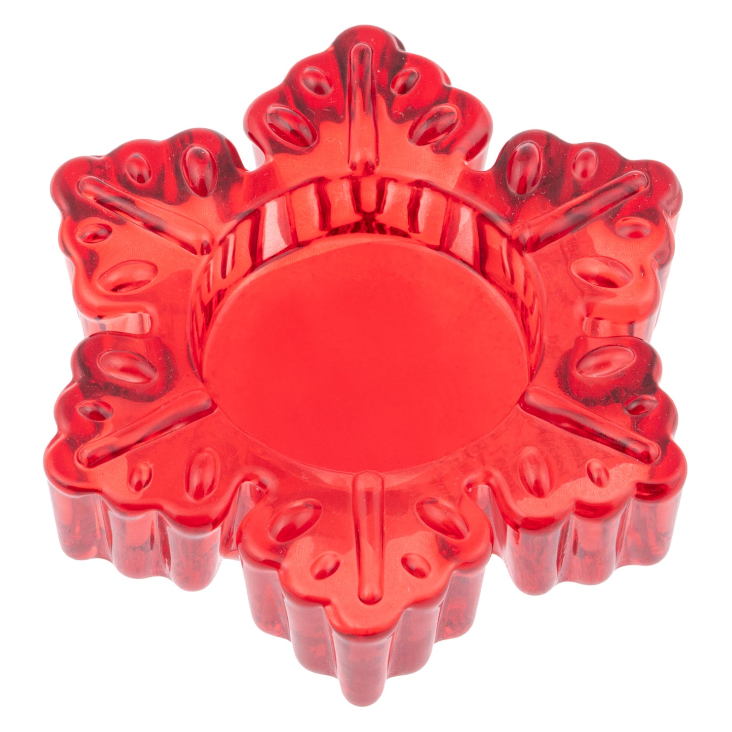 Glass Snowflake Tealight Holder Small, Red