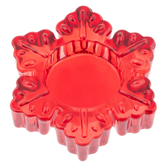 Glass Snowflake Tealight Holder Small, Red