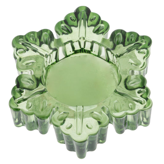 Glass Snowflake Tealight Holder Small, Green