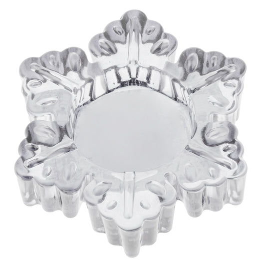 Glass Snowflake Tealight Holder Small, Clear