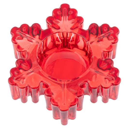 Glass Snowflake Tealight Holder Large, Red