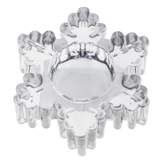 Glass Snowflake Tealight Holder Large, Clear