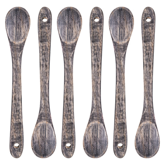 Wood Tasting Spoons six pack view. 