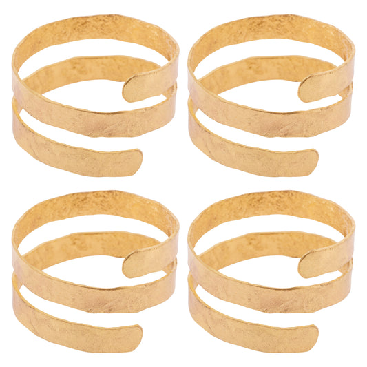 Gold Spiral Napkin Rings set of four view. 
