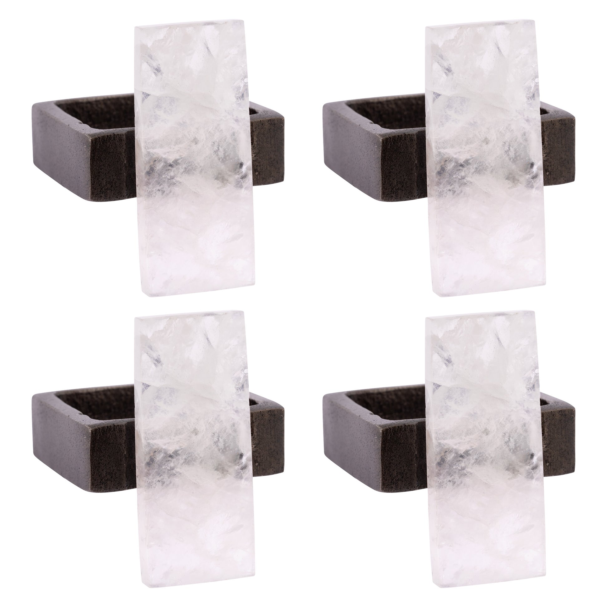 Clear Rock Crystal Napkin Rings set of four view. 