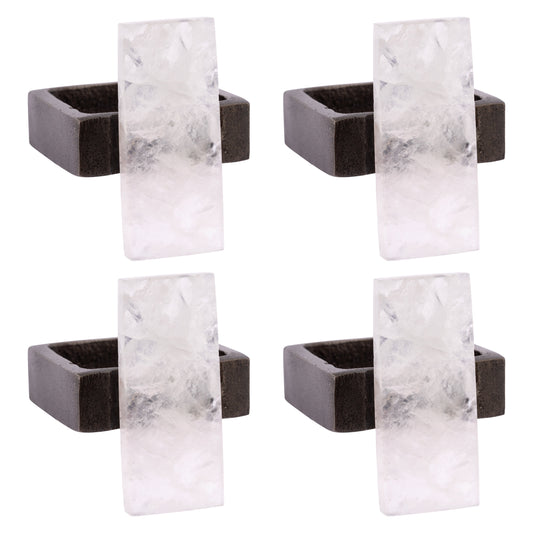 Clear Rock Crystal Napkin Rings set of four view. 