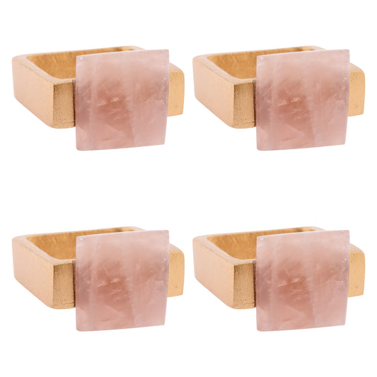 Rose Quartz Napkin Rings set of four view. 