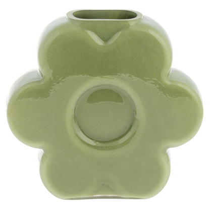 Green Glass Flower Vase