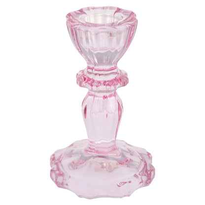 Blush Glass Candlestick Holders