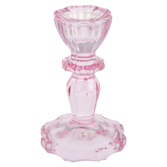 Blush Glass Candlestick Holders