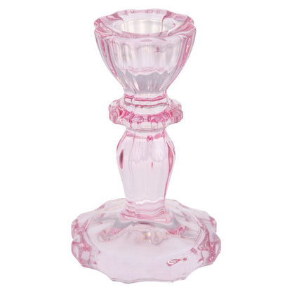 Blush Glass Candlestick Holders