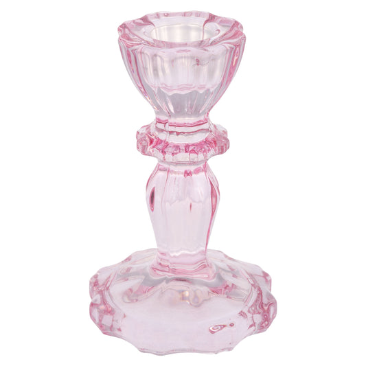 Blush Glass Candlestick Holders