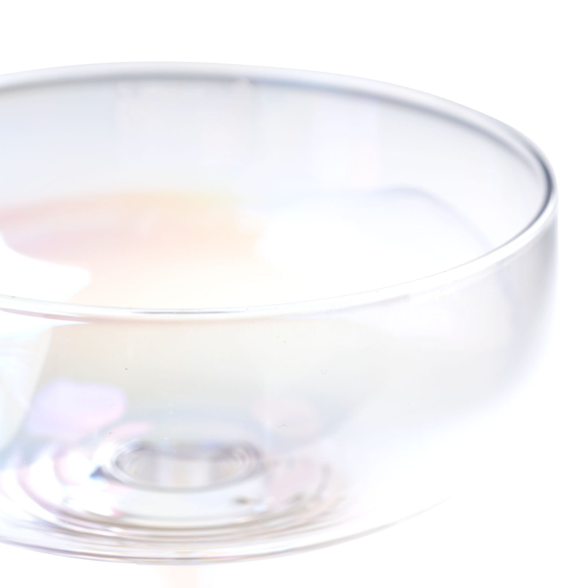 Clear Luster Mid Century Champagne Coupes close up view. 