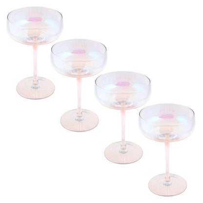 Clear Luster Mid Century Champagne Coupes set of four view. 