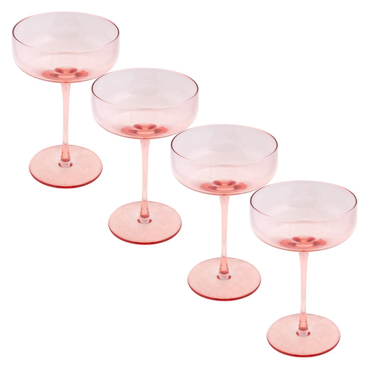 Blush Mid Century Champagne Coupes set of four view. 
