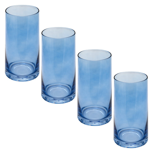 Blue Mid Century Cooler Glasses set of four view. 