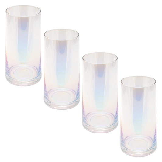 Clear Luster Mid Century Cooler Glasses set of four view. 