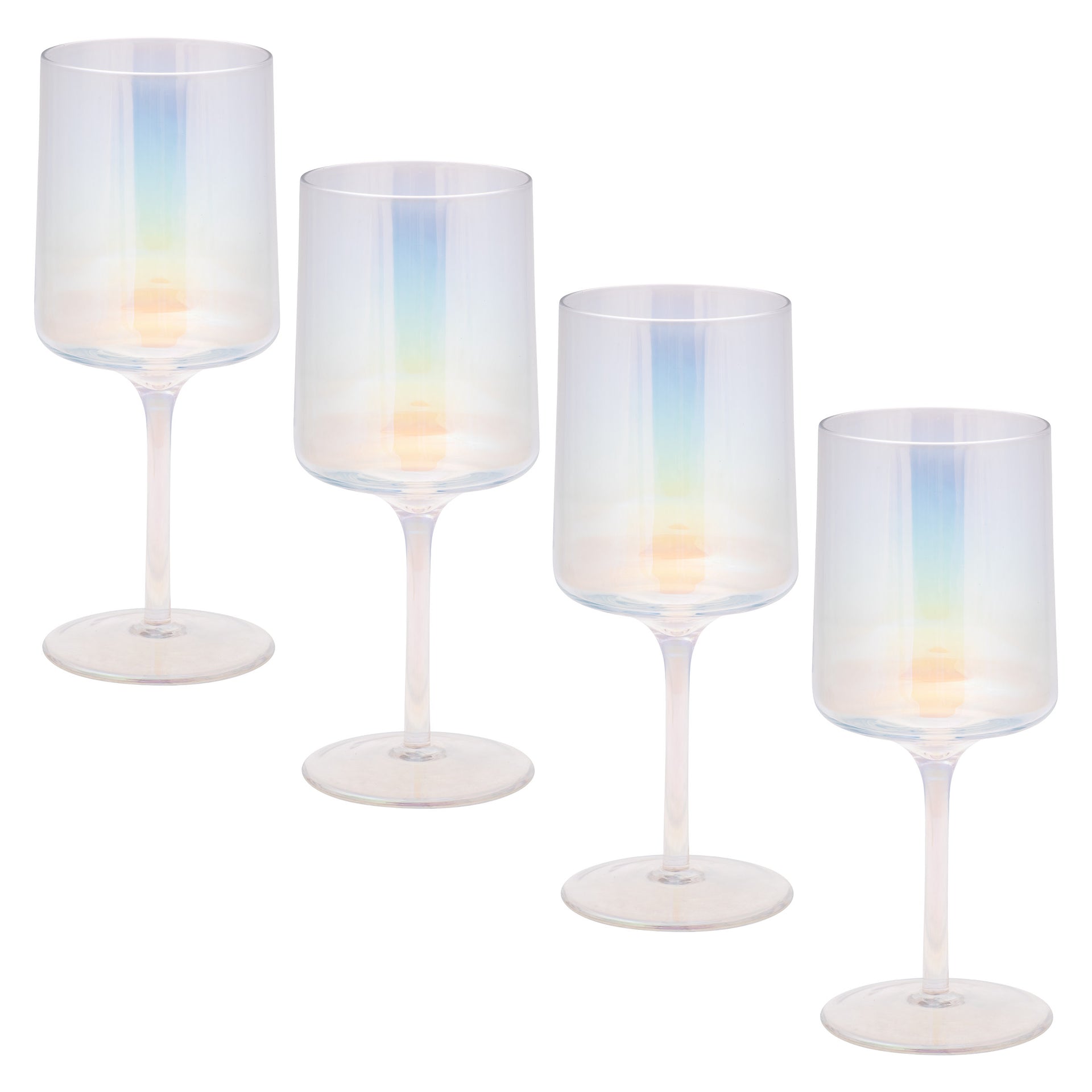 Iridescent Set Of 4 Mid Century Wine Glasses