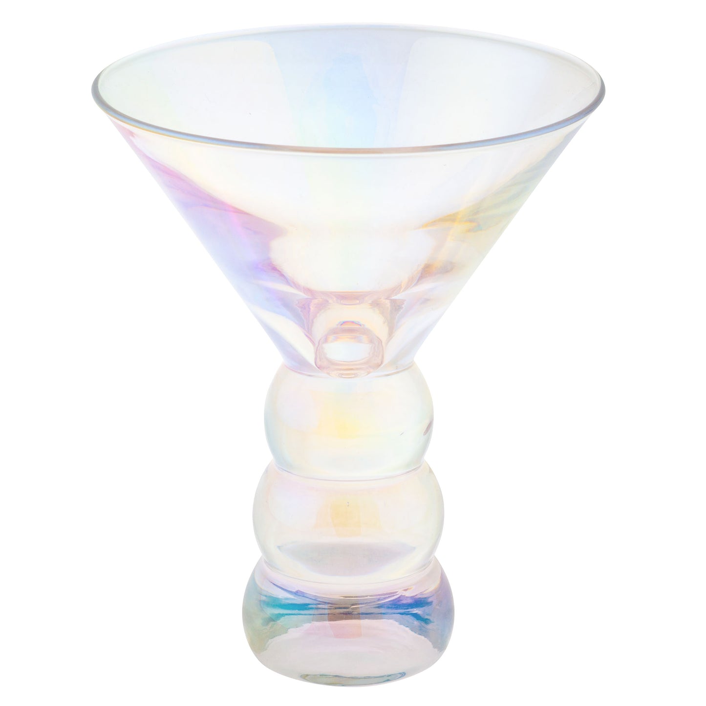 Clear Iridescent Lexi Collection Martini Glass Set individual view. 